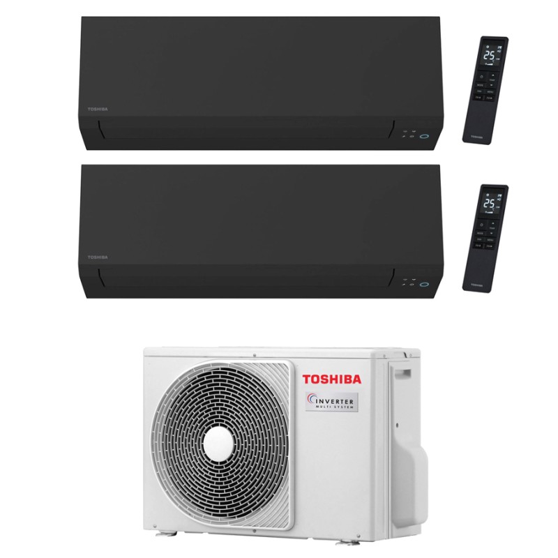 Condizionatore Toshiba Dual Split Shorai Edge Black 12000+12000 Btu Wifi Inverter Ras-2M18G3Avg-E A+++