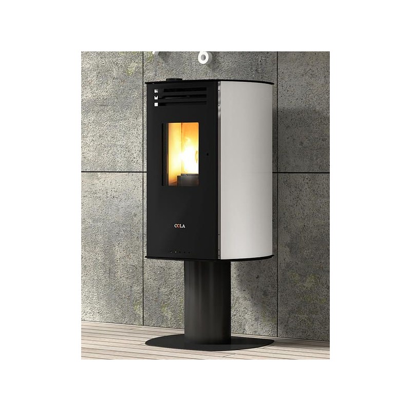 Stufa A Pellet Anselmo Cola Vision Hr 6.33 Kw In Acciaio Colore Bianco Ad Aria